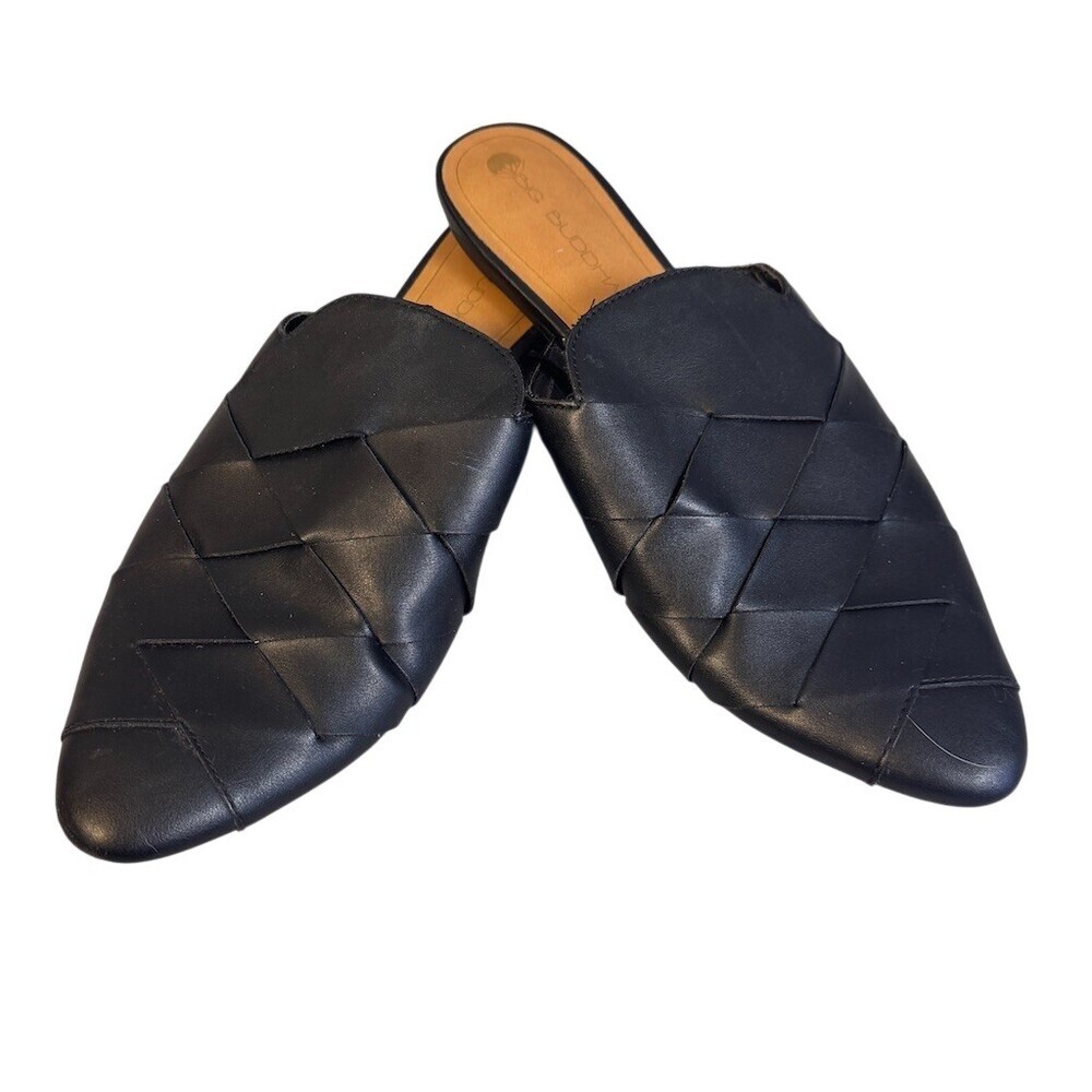 Big Buddha Mule Flats Womens Size 11 Black Woven Slip-On Closed Toe Backless